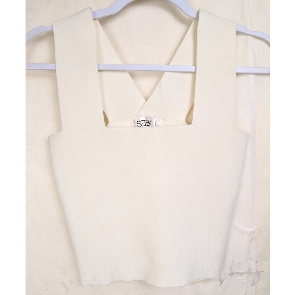 Seek The Label ivory bandage knit crop top Size Medium Minimal Classiccore